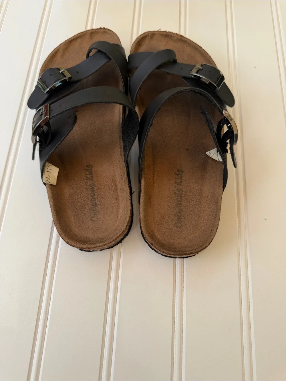 Outwoods Black Double Buckle Cross-Strap Sandals for Kids